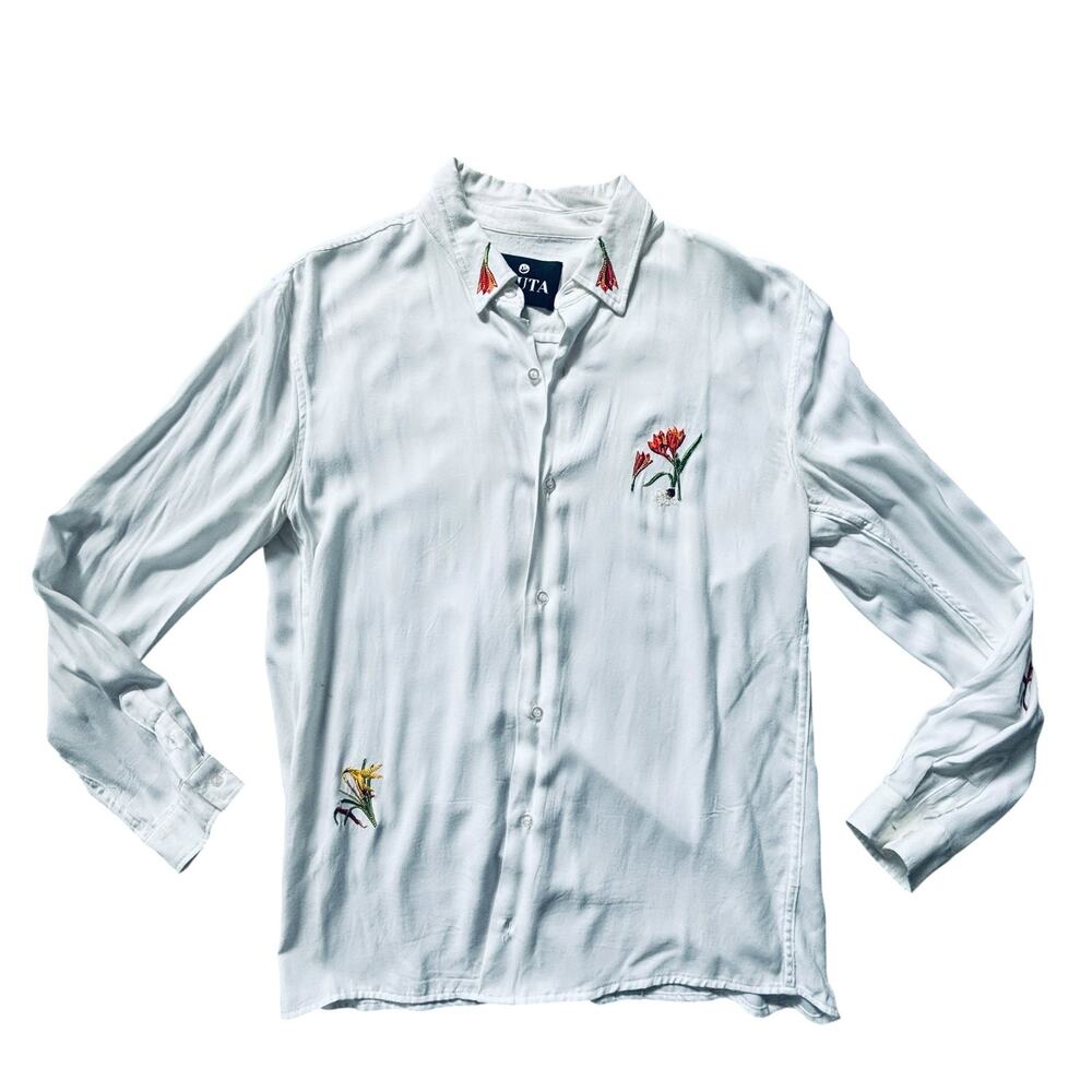BRUTA MEDIUM WHITE SHIRT WITH FLORAL EMBROIDERY